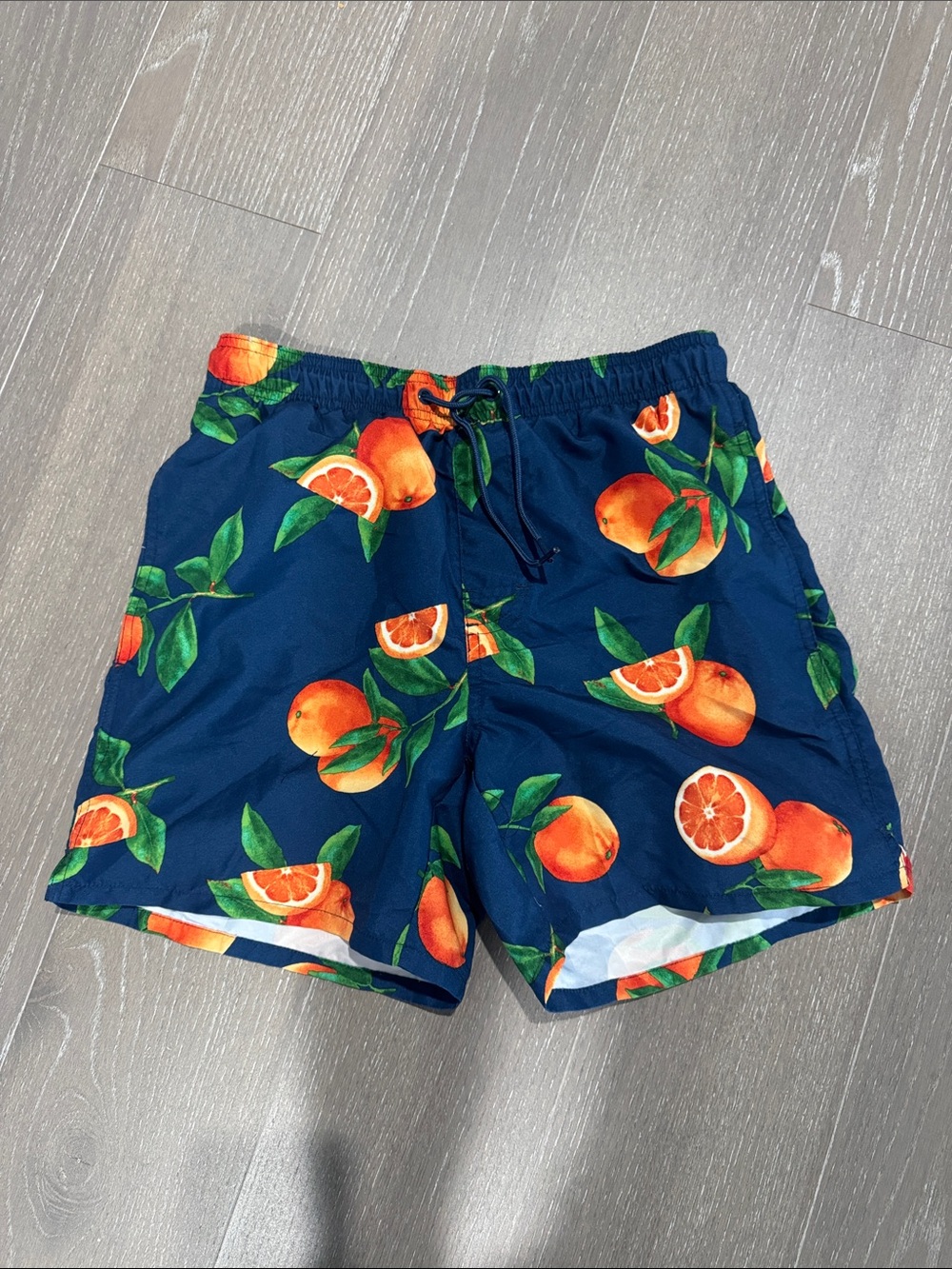 Old Navy Navy Swim Trunks with Orange Fruit Print